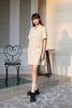  Váy dạ tweed cúc vàng viền cổ trắng 