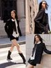  Áo dạ tweed đen dài 