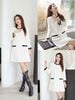  Váy dạ tweed trắng viền nhung 