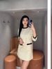  Váy dạ tweed trắng viền nhung 