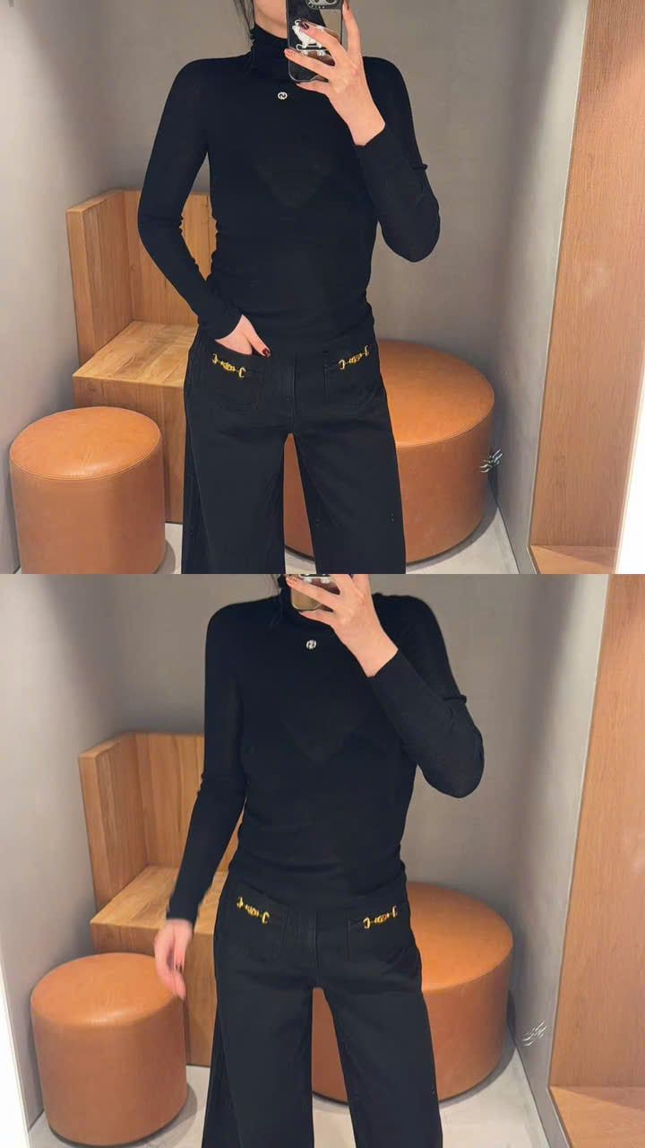  Áo dài tay cổ lọ - đen 