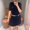  Chân váy xếp ly cạp kẻ xanh navy 