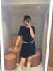  Chân váy xếp ly cạp kẻ xanh navy 