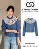  Áo CDG - xanh họa tiết cổ tròn 