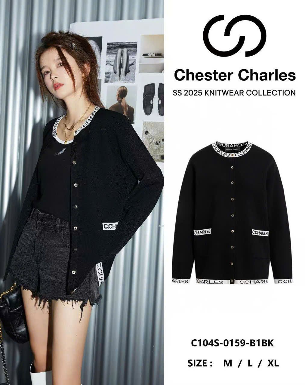  Áo CDG đen, viền chữ 