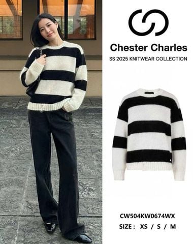  Áo len đen trắng kẻ ngang 