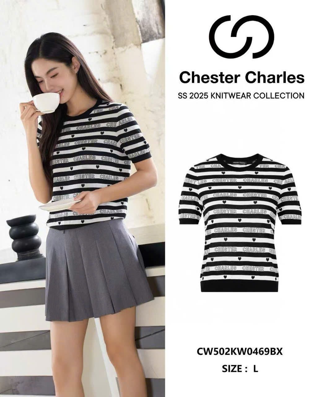  Áo ngắn tay - chữ chạy tim(SET) 