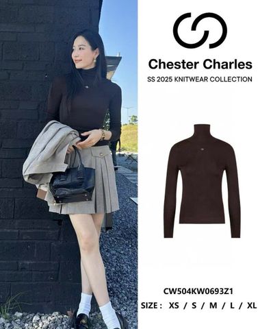  Áo dài tay nâu cổ lọ 