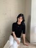  Áo đen sọc ngang xám logo Ngực 