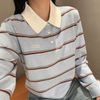  Áo Polo dài tay xanh cổ trắng , viền đỏ 