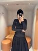  Áo CDG đen len cổ V ngực chữ C.charles 