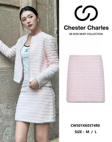  Chân váy dạ Tweed hồng (SET) 