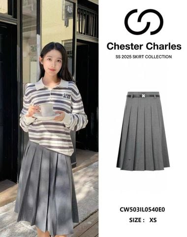  3.Chân váy xám - kèm belt da 