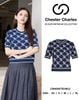  Áo len ngắn tay full logo - xanh navy 