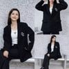  Áo dạ Tweed đen Logo CC đính đá ngực trái 