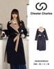  Áo dạ mangto xanh navy, cổ ve màu be 