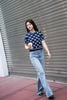  Áo len ngắn tay full logo - xanh navy 