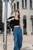  Áo tank top đen viền trắng CC 