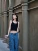  Áo tank top đen viền trắng CC 