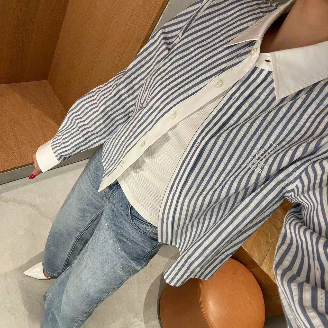  Sơ mi kẻ cổ trắng (SET) 