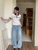  Áo polo trắng cổ đen viền ren 