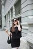  Bộ áo Twed ngắn tay croptop và chân váy Twed đen tà trắng set 