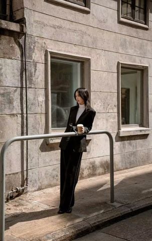  Áo vest đen - kèm dây nơ trắng 