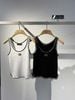  Áo tank top đen viền trắng CC 