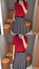  Áo len đỏ, cổ tròn, ngắn tay cashmere - logo ngực 