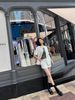 Áo sơmi tay ngắn, phối họa tiết ren túi ngực 