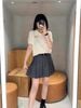  Chân váy ngắn len ghi xám nơ nhỏ 