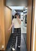  Bộ áo sơmi kẻ và quần dài kẻ caro đen trắng CH set 