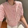  Áo CDG trám hồng ngắn tay 
