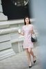  Váy tweed hồng phối cúc ngọc 