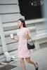  Váy tweed hồng phối cúc ngọc 