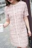  Váy tweed hồng phối cúc ngọc 