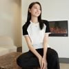  Áo len trắng tay đen - logo nhỏ đính đá 