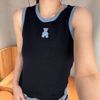  Áo tanktop đen viền xanh 