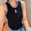  Áo tanktop đen viền xanh 