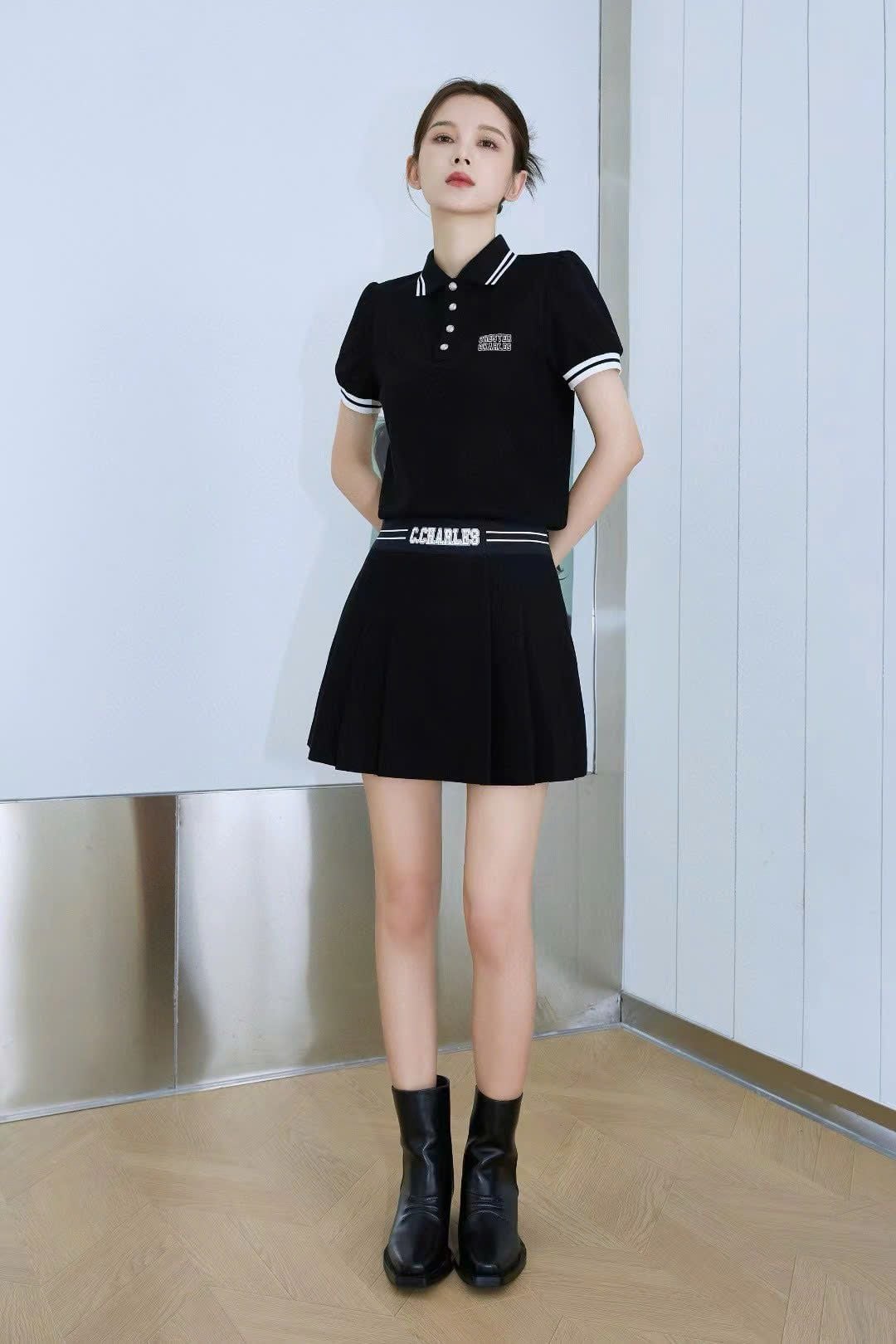  Áo polo cổ viền trắng 