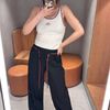  Áo tanktop trắng viền xanh đỏ -logo ngực 
