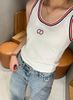  Áo tanktop trắng viền xanh đỏ -logo ngực 