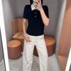  Áo Polo ngắn tay đen- Cổ trắng 