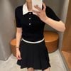  Áo Polo ngắn tay đen- Cổ trắng 