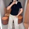  Áo Polo ngắn tay đen- Cổ trắng 