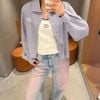  Áo sơ mi kẻ xanh - logo trắng ngực trái 
