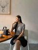  Áo Gấu xám viền cổ, tay trắng 