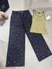  Áo tanktop xanh rêu- chữ Hongkong 