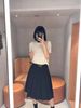  Chân váy đen dài -belt da đen 