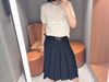  Chân váy xếp ly đen kèm belt da 